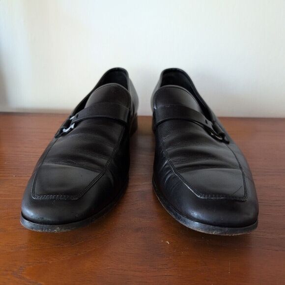 Salvatore Ferragamo Black Dress Moccasin Gancini Leather Loafers Size 13 D Italy - Picture 10 of 10